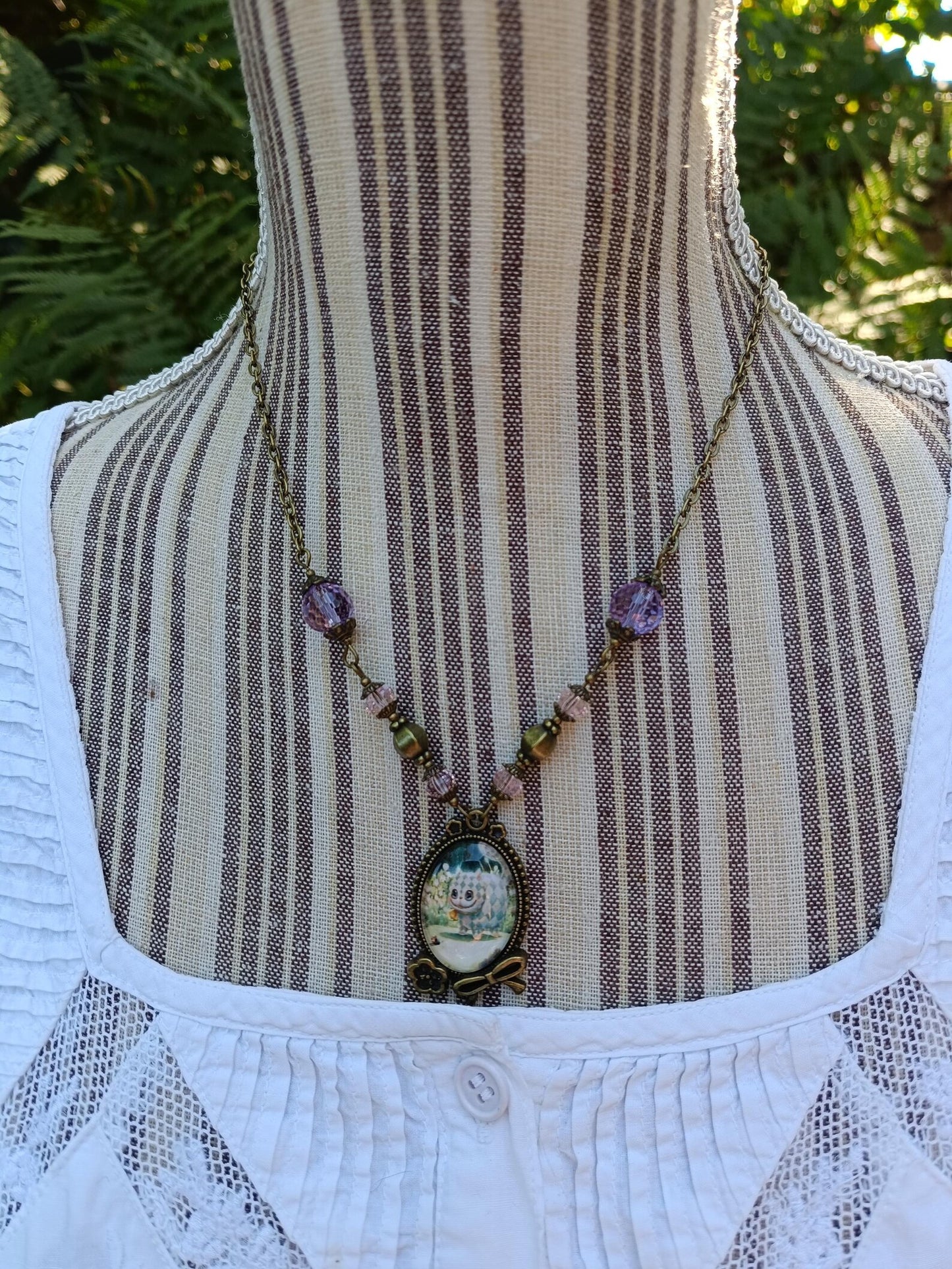 Collier Cabochon Alice Le Chat du Cheshire
