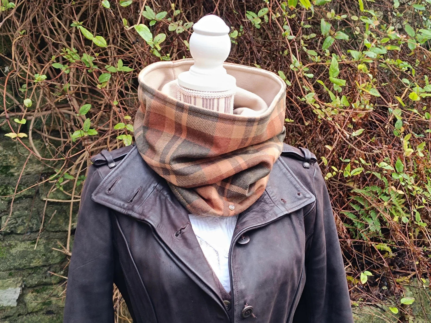 Snood élégant Tartan Lainage Doublé Polaire style vintage écossais