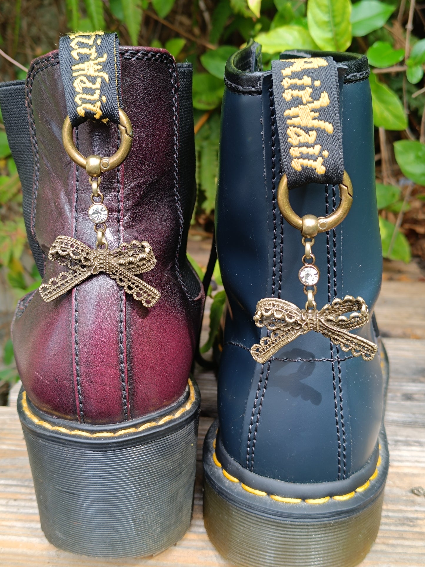 Bijoux charms de chaussures, boucles languettes bottines noeud de dentelle et strass