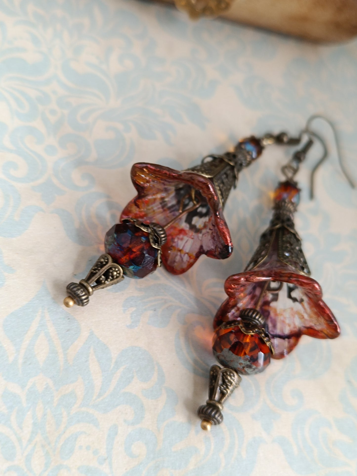 Boucles d'oreilles chic automne - Collection féerique lucite bronze 6cm unique