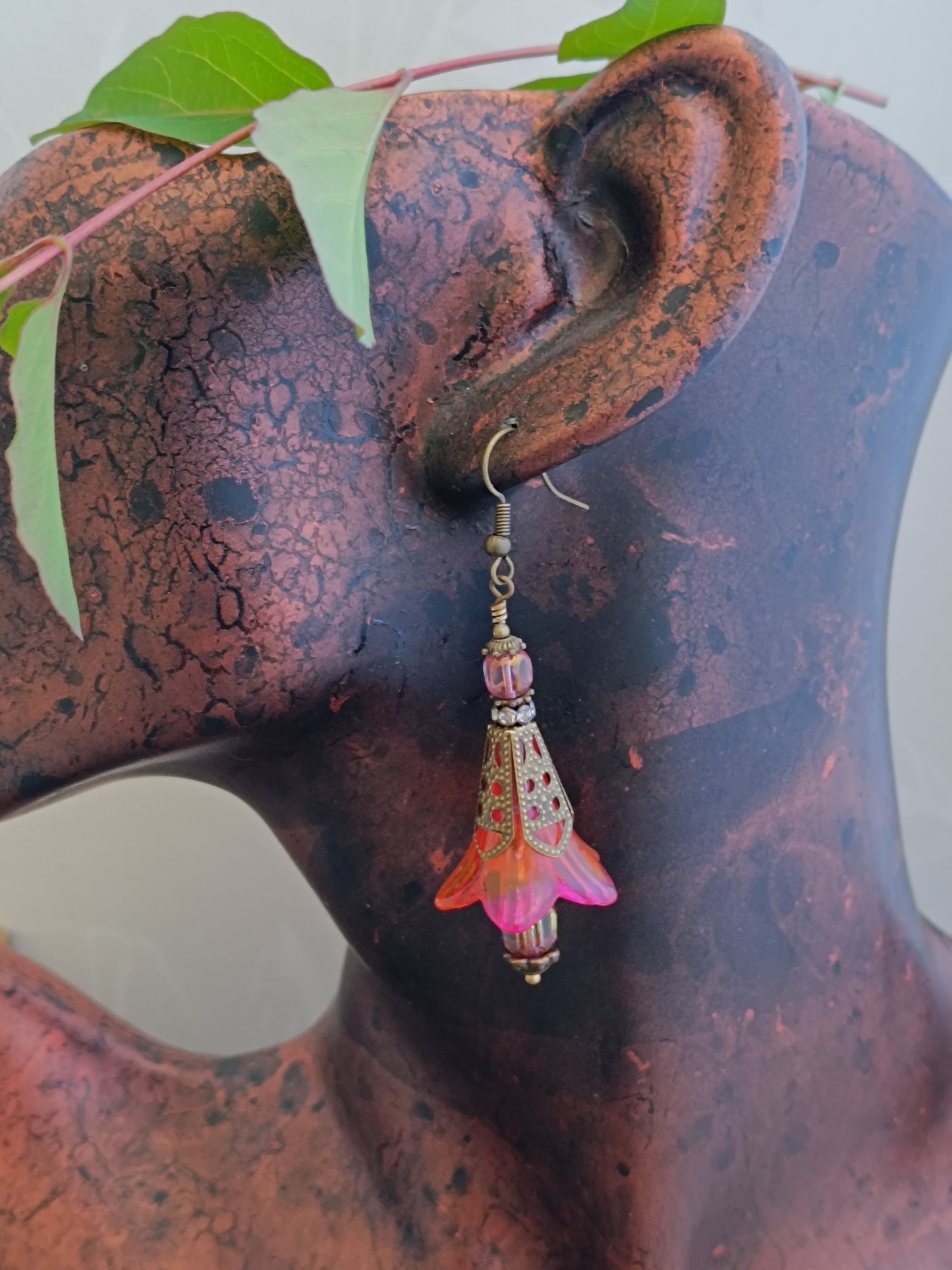 Boucles d'oreilles fleurs de Capucines bronze