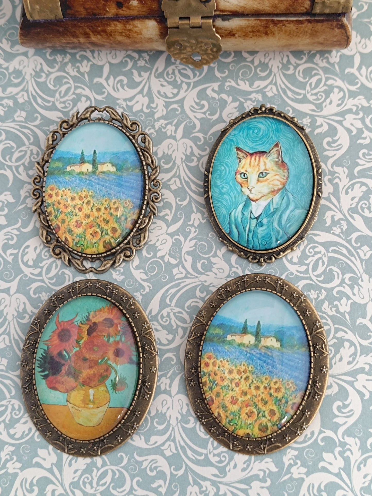 Broche Van Gogh Tournesols - Cabochon Bronze Art