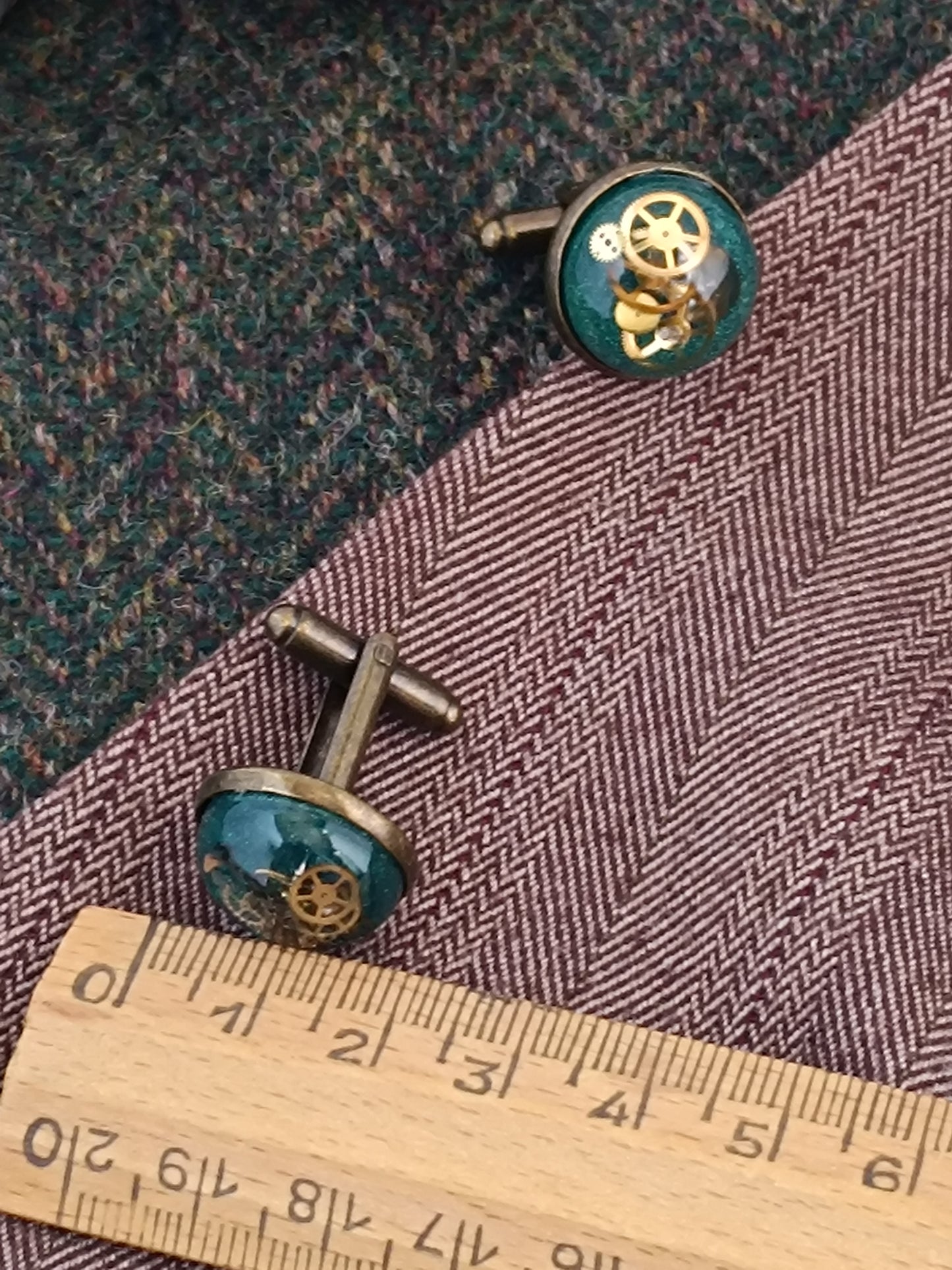Boutons de manchette steampunk verts