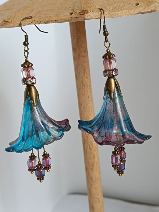 Boucles d'oreilles fleurs féeriques de printemps XXL