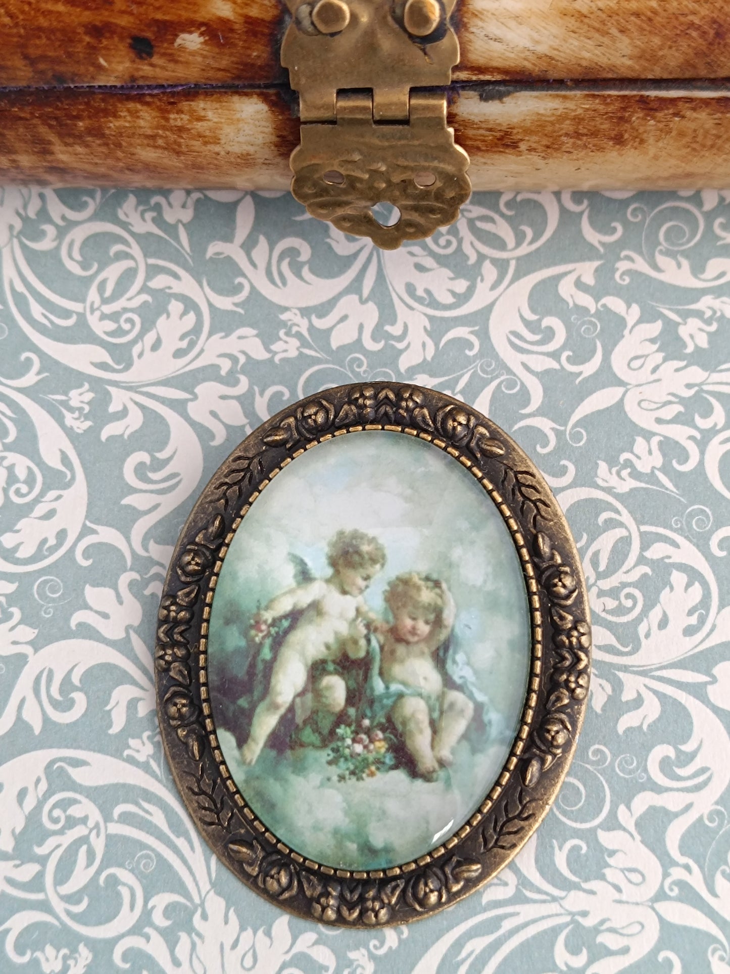 Broche Angelots Classiques - Cabochon Bronze Poétique