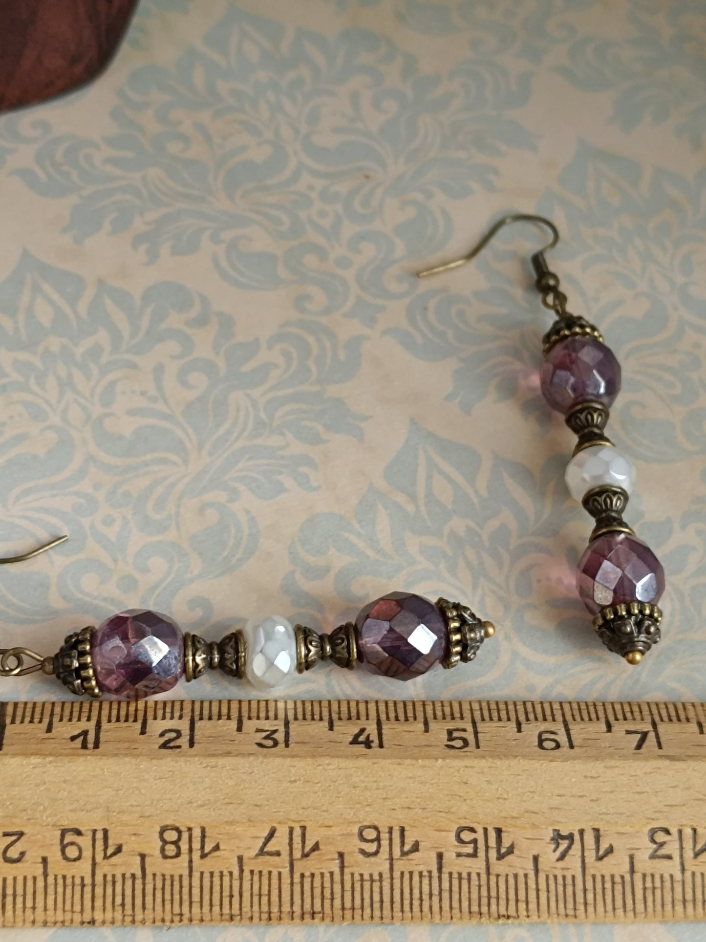 Boucles d'oreilles Bohème Précieuse Perles Verre Tchèque Bronze