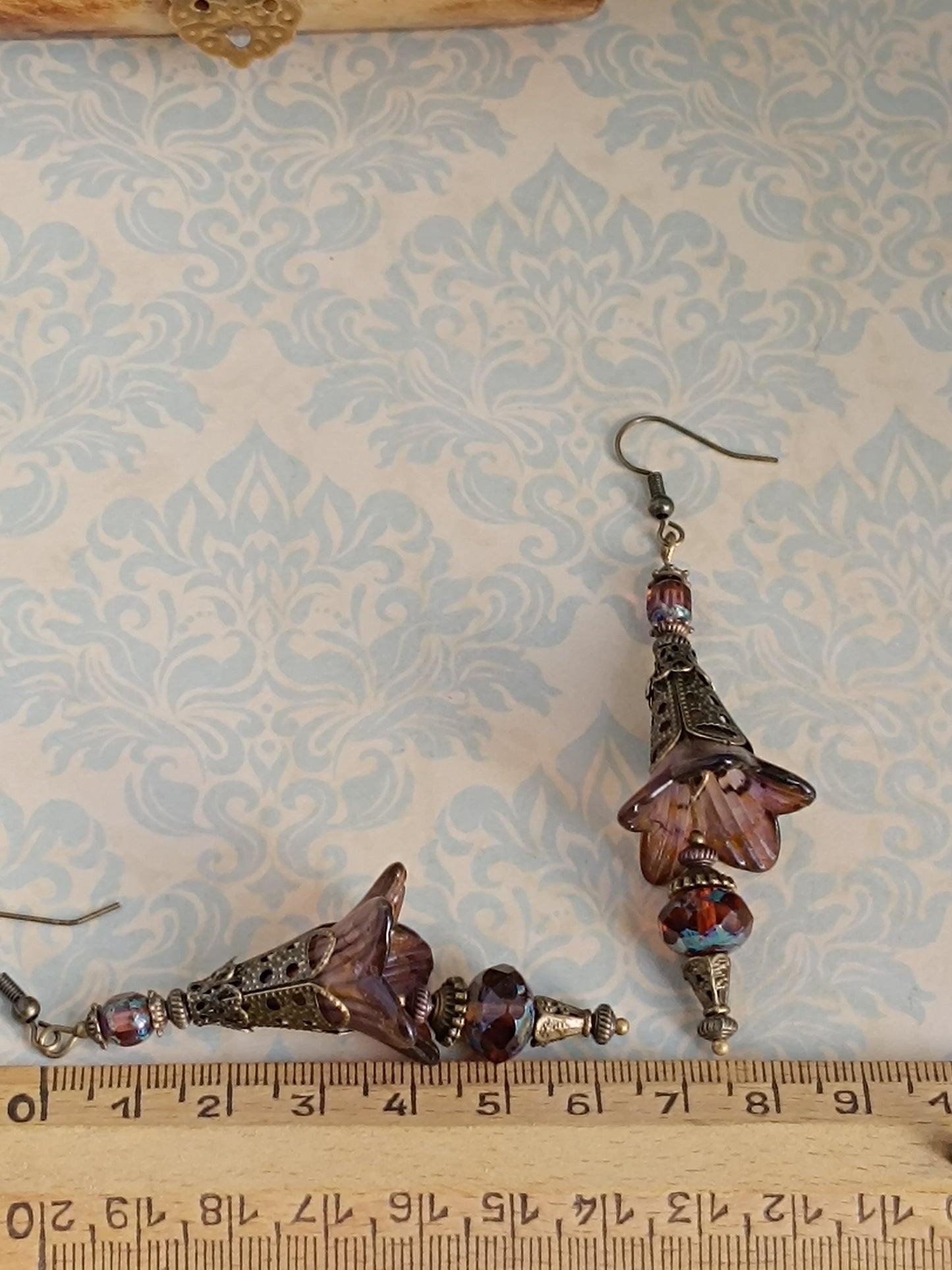 Boucles d'oreilles féeriques automne - Fleurs lucite orange brûlé ambre cuivre bronze