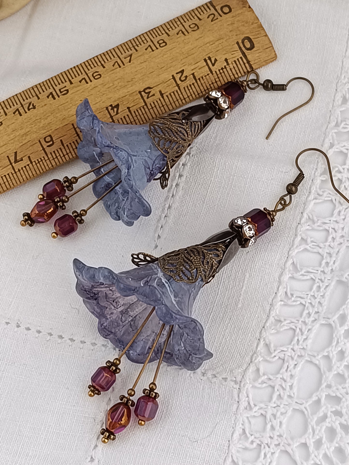 Boucles d'Oreilles Fleurs Lucite XXL - Perles Verre Tchèque