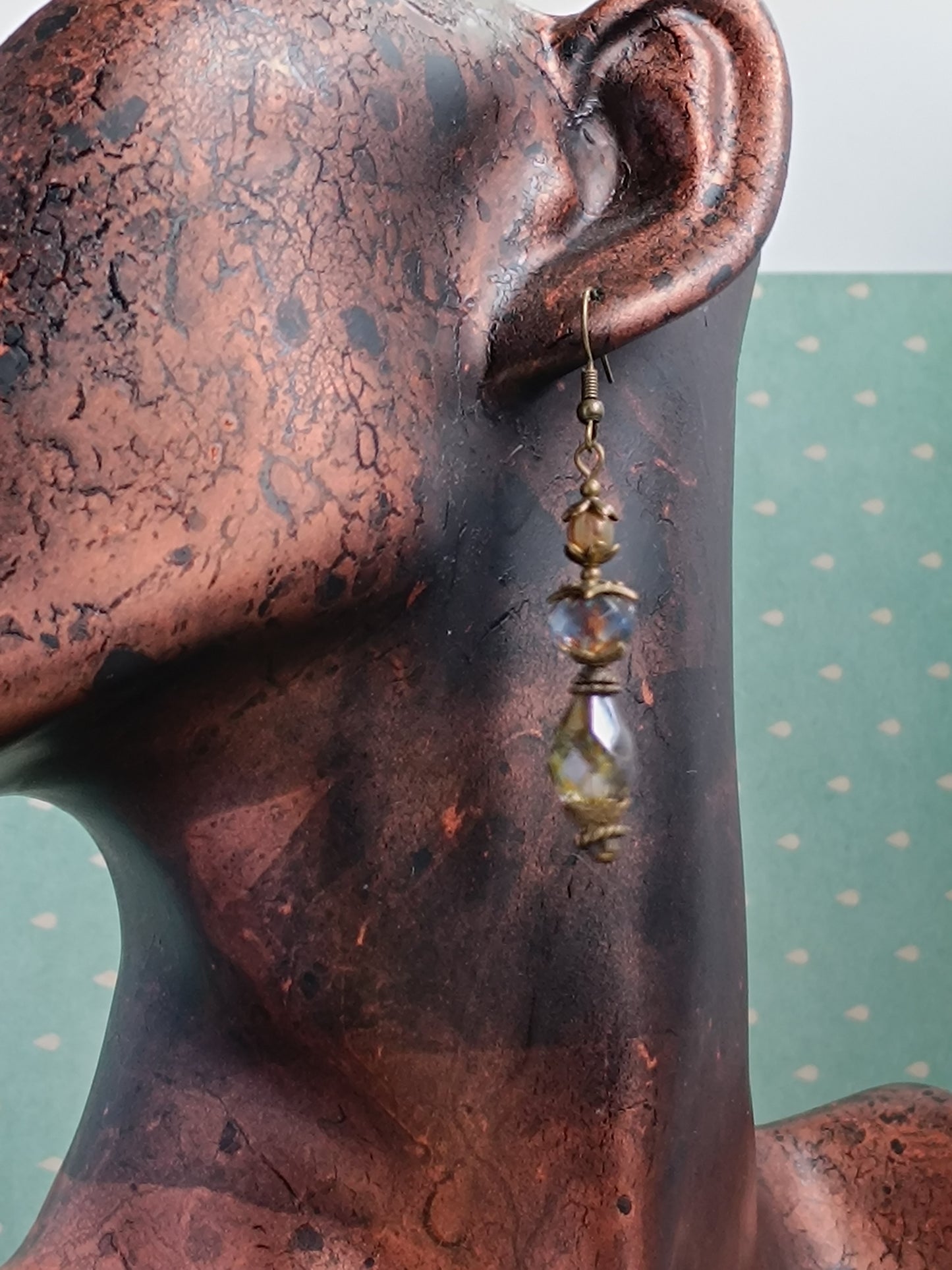 Boucles d'oreilles pendantes perles de verre tchèque Picasso