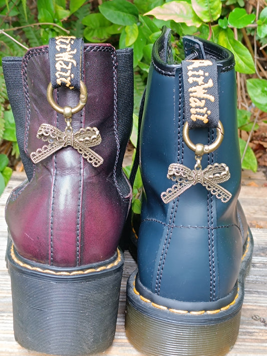Bijoux de chaussures charms, boucles de languettes noeud de dentelle métal