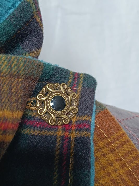 Écharpe tartan écossais tour de cou doublée velours côtelé bleu