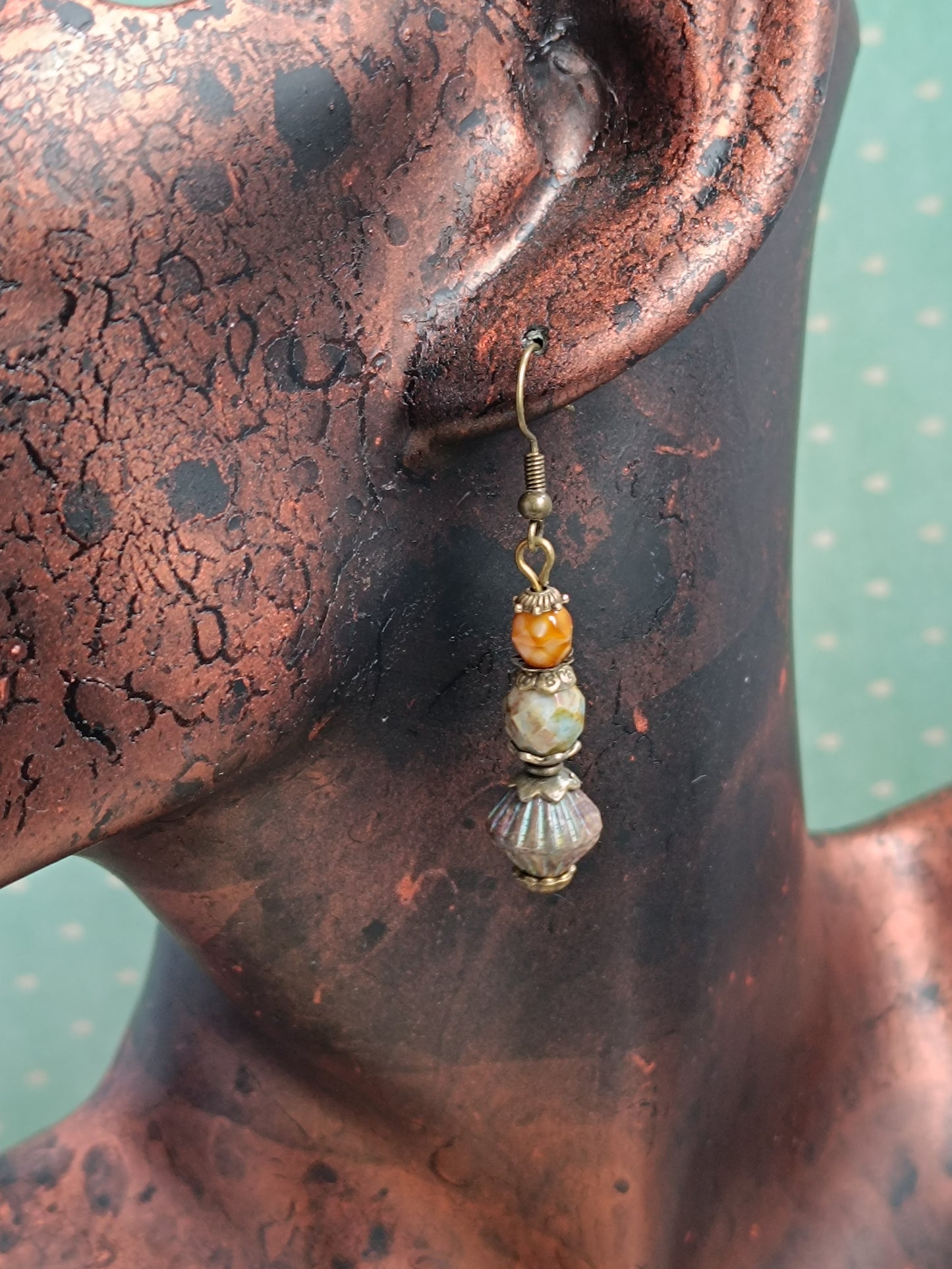 Boucles d'oreilles bohème perles de verre tchèque Picasso - Création artisanale unique