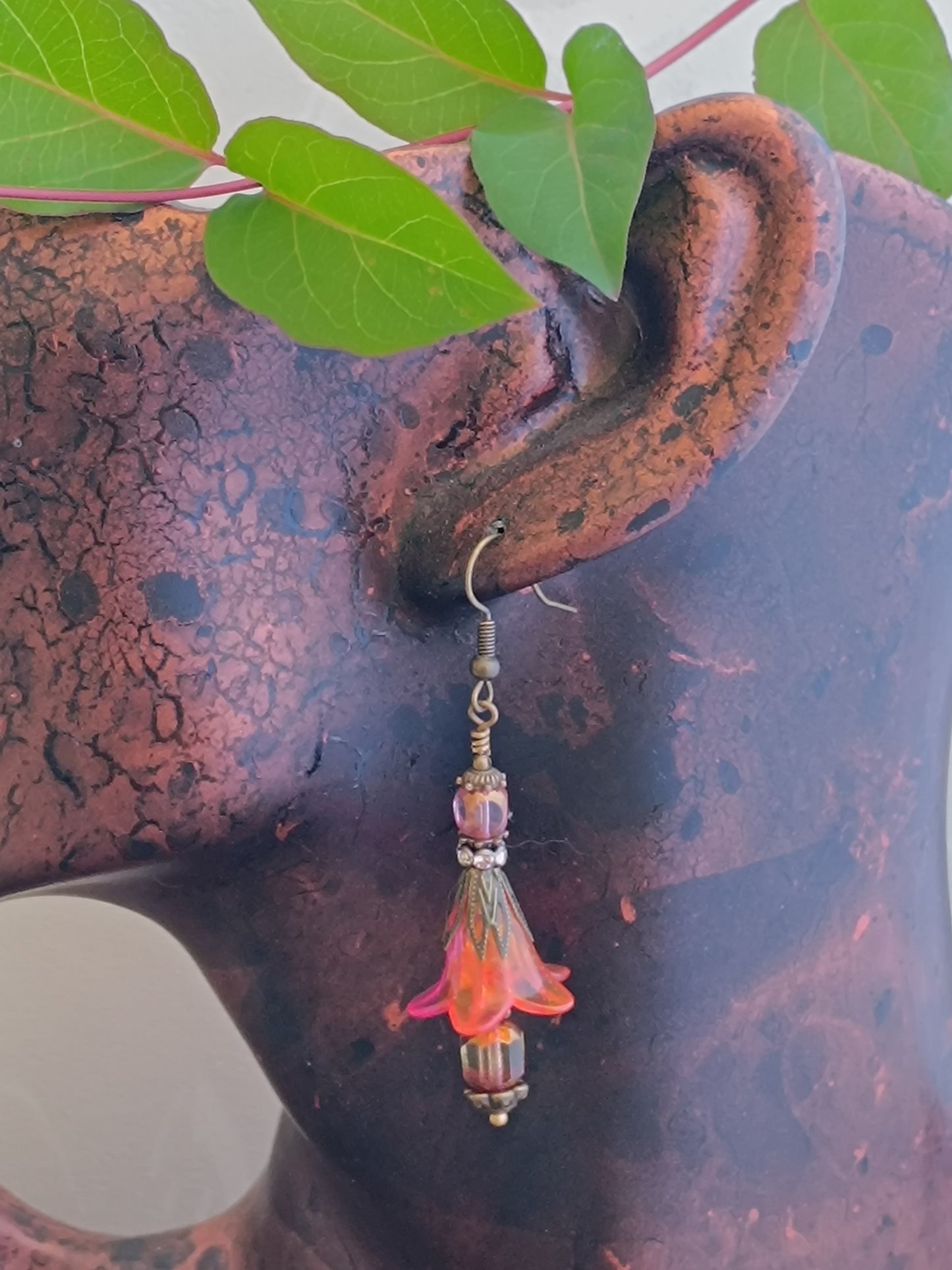 Boucles d'oreilles fleurs de Capucines bronze