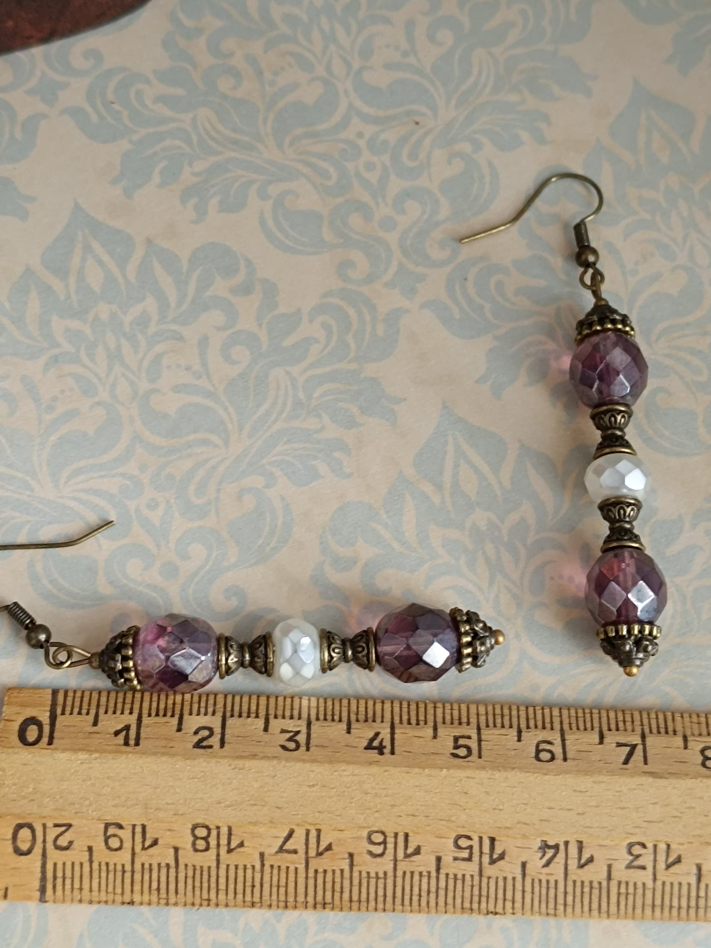 Boucles d'oreilles Bohème Précieuse Perles Verre Tchèque Bronze