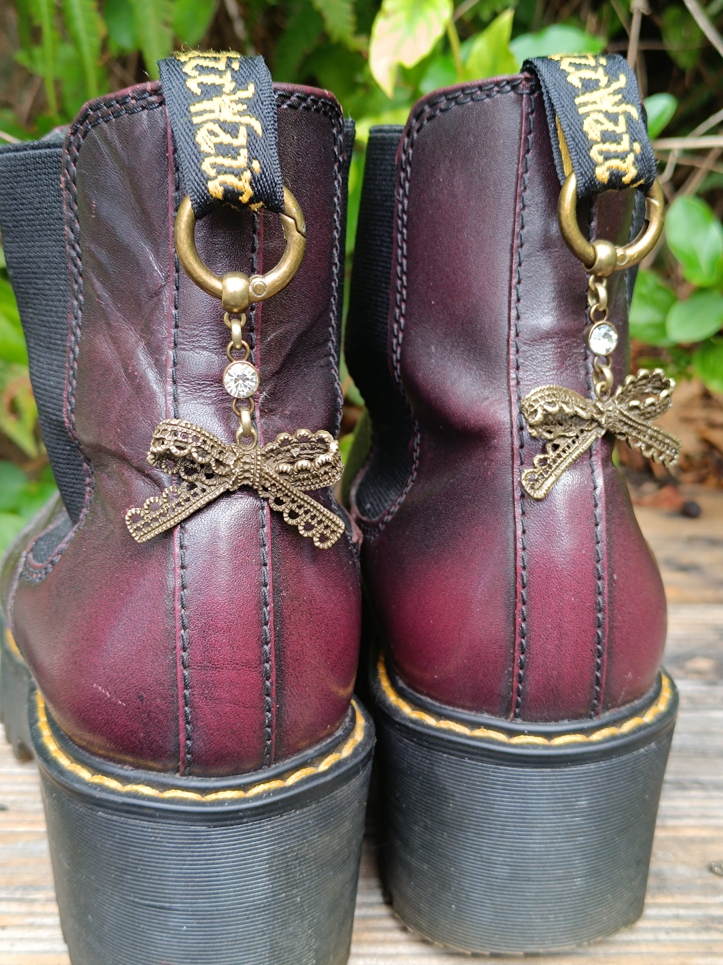 Bijoux charms de chaussures, boucles languettes bottines noeud de dentelle et strass