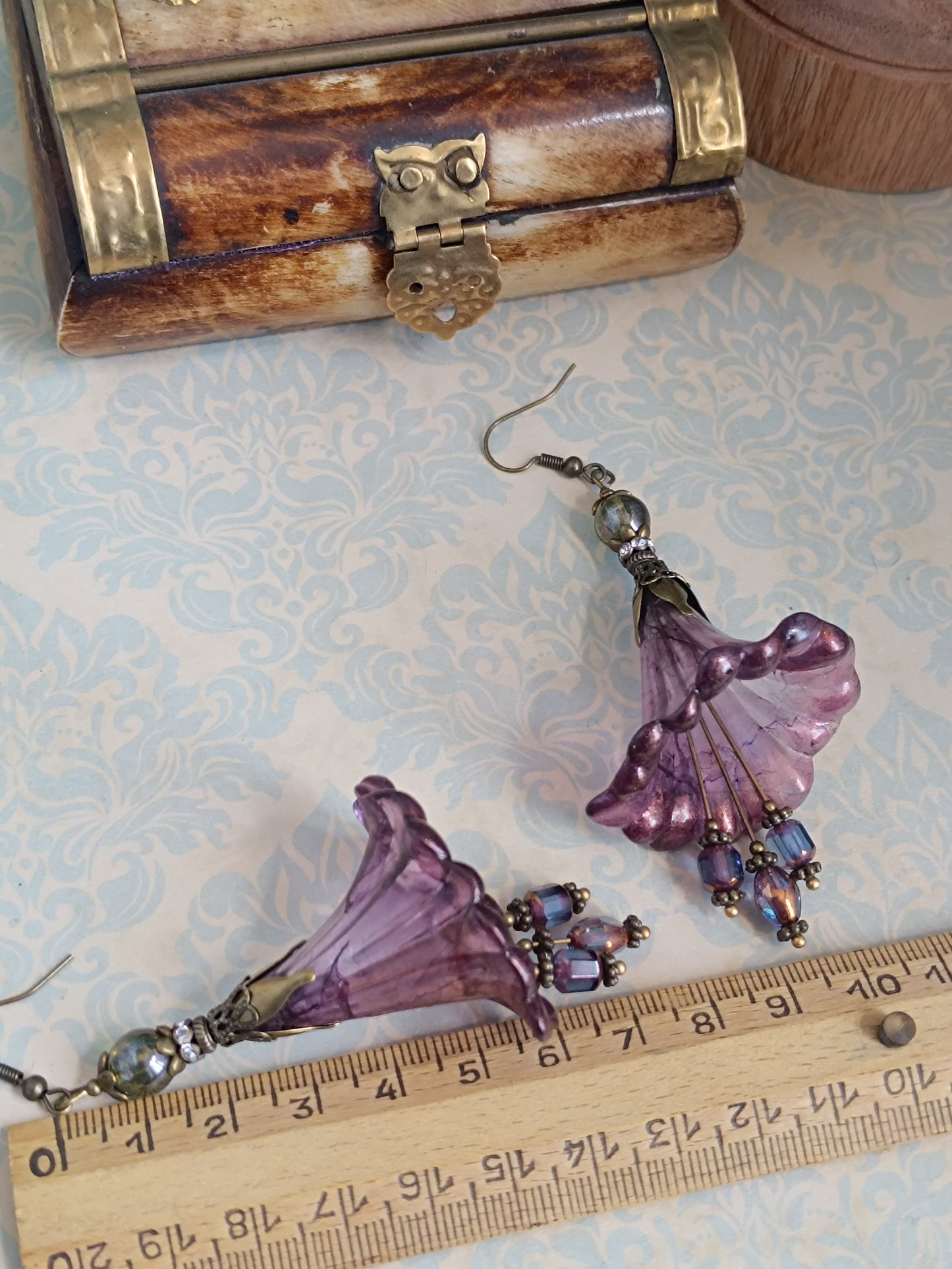 Boucles d'oreilles pendantes fleurs féeriques, bijoux xxl