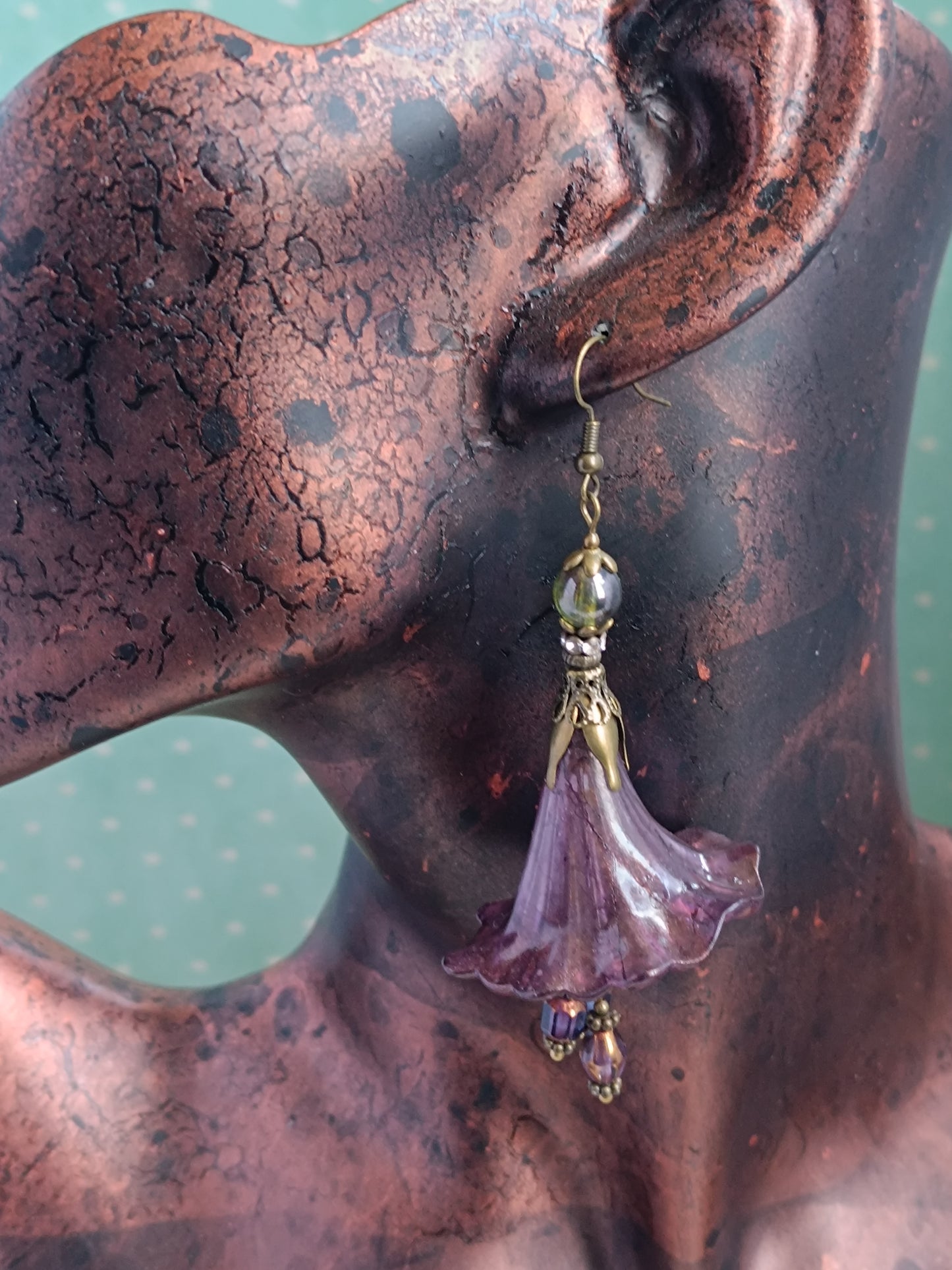 Boucles d'oreilles pendantes fleurs féeriques, bijoux xxl