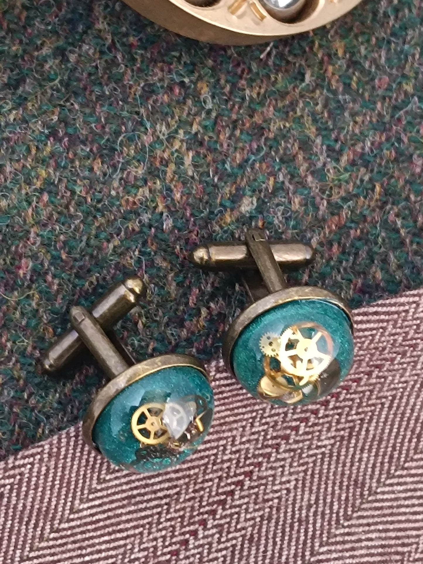 Boutons de manchette steampunk verts