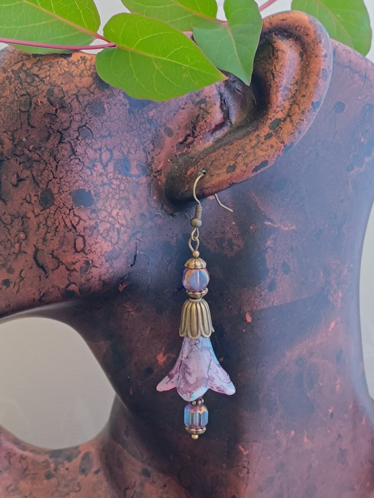 Boucles d'oreilles fleurs de jacinthe bronze