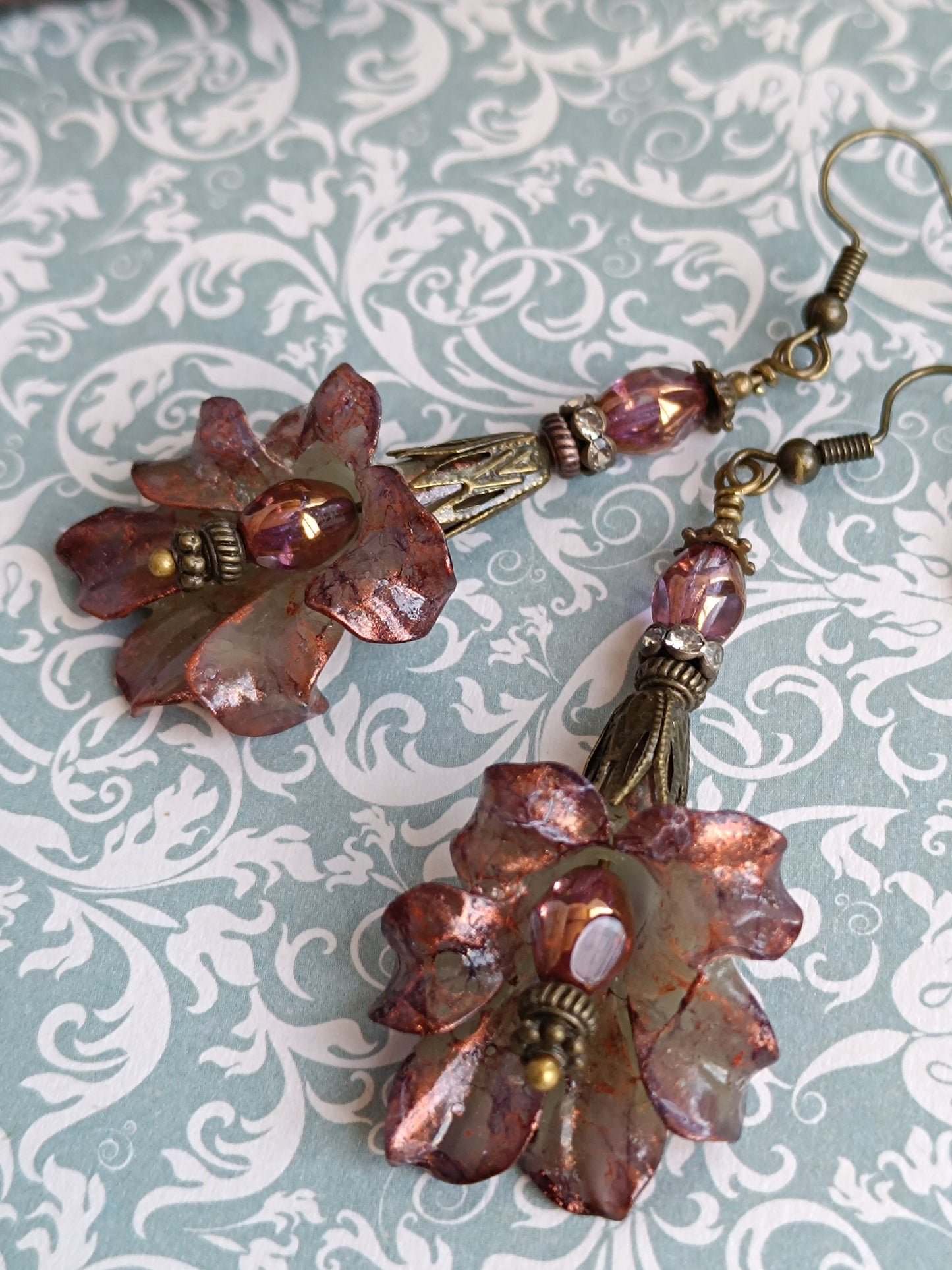 Boucles d'oreilles pendantes - Fleurs tropicales feeriques