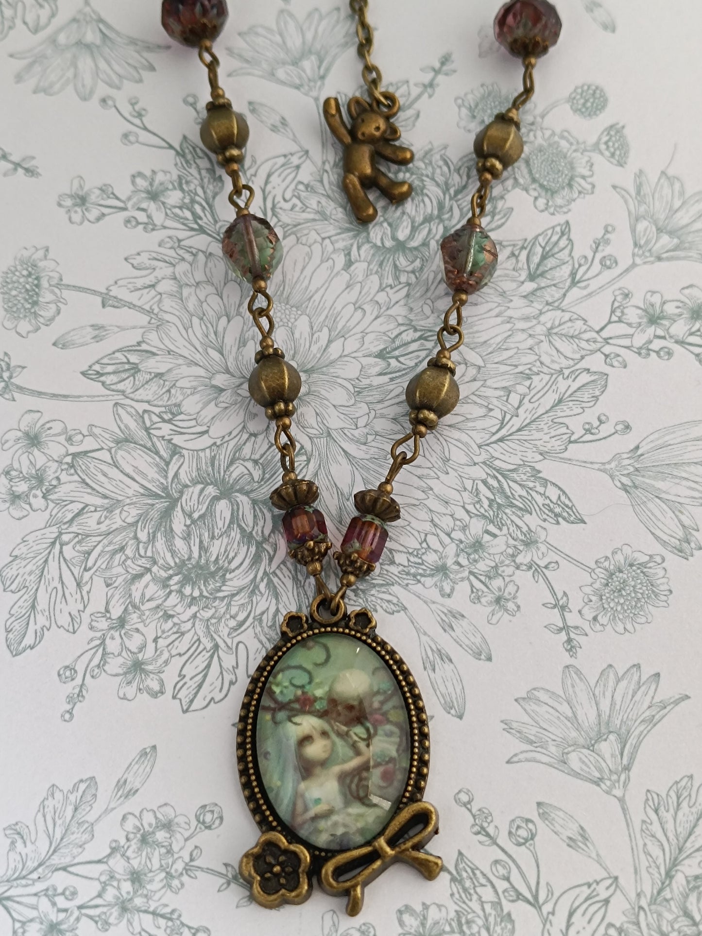 Collier Vanité Pastel - Cabochon Verre Gothique