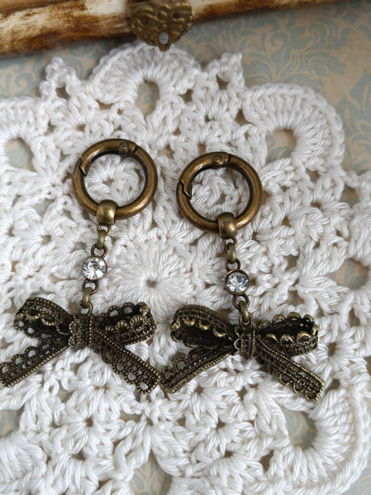 Bijoux charms de chaussures, boucles languettes bottines noeud de dentelle et strass
