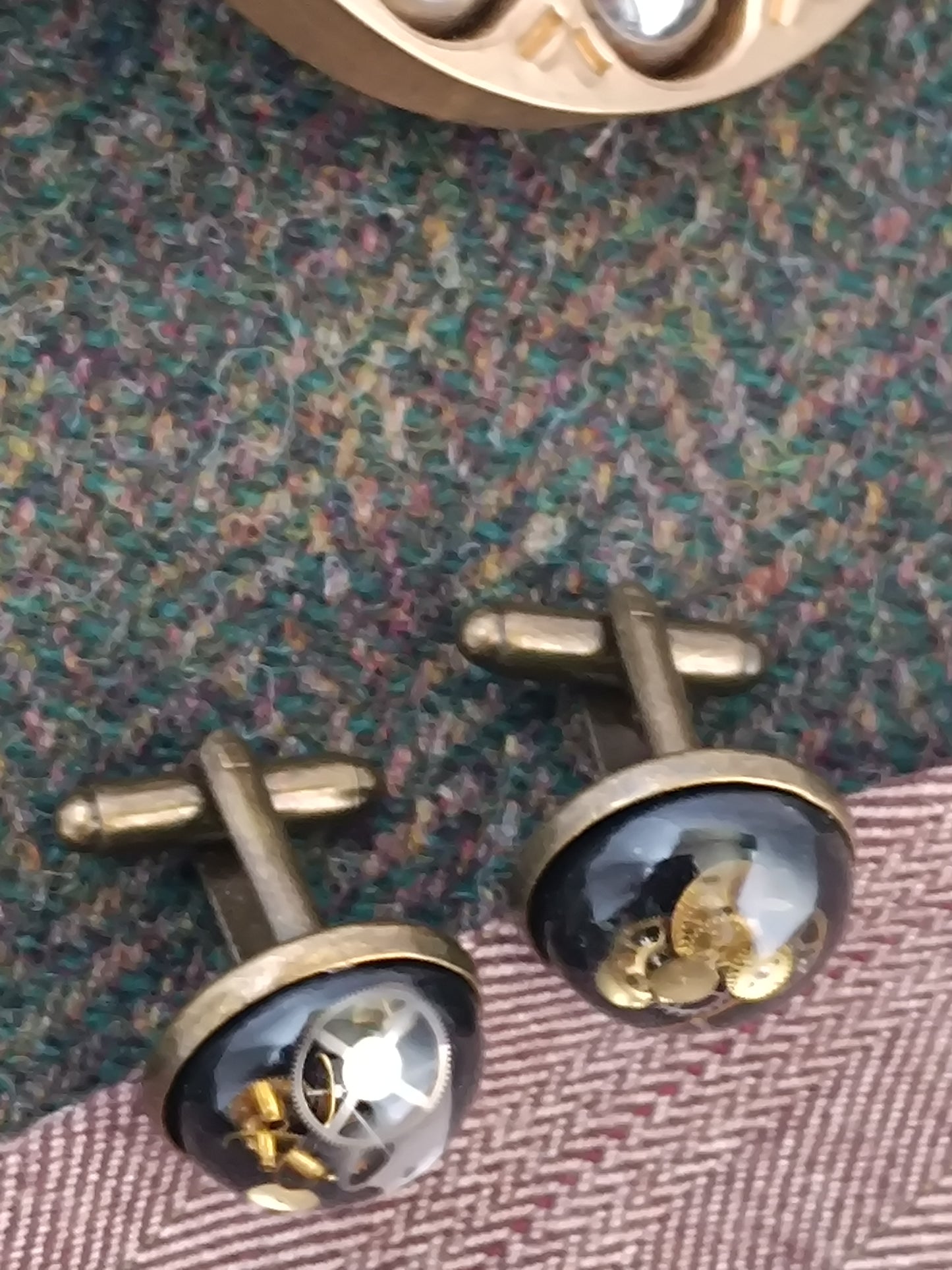Boutons de manchette steampunk noirs