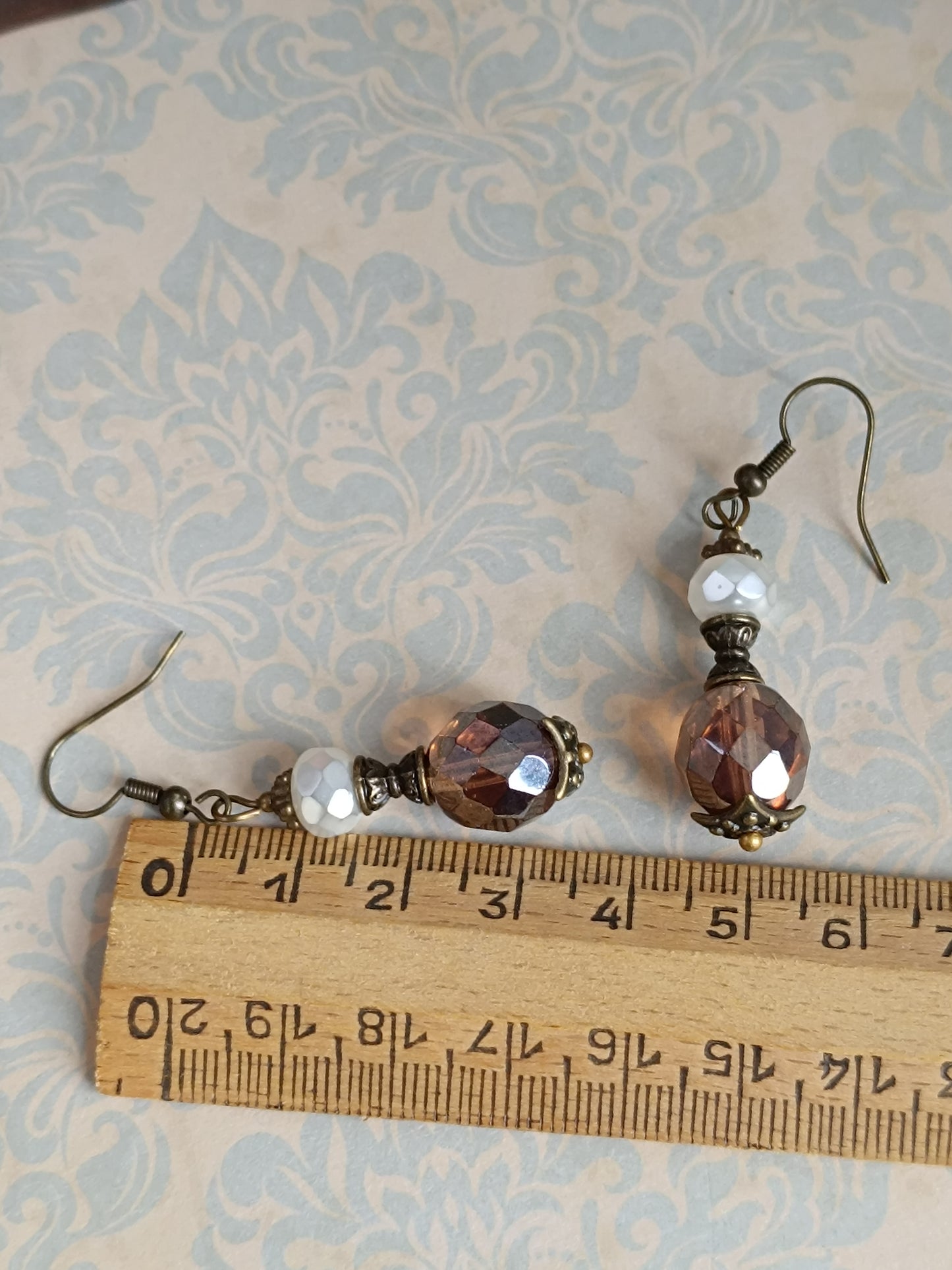 Boucles d'oreilles Gouttes Précieuses - Perles Verre Tchèque Bronze