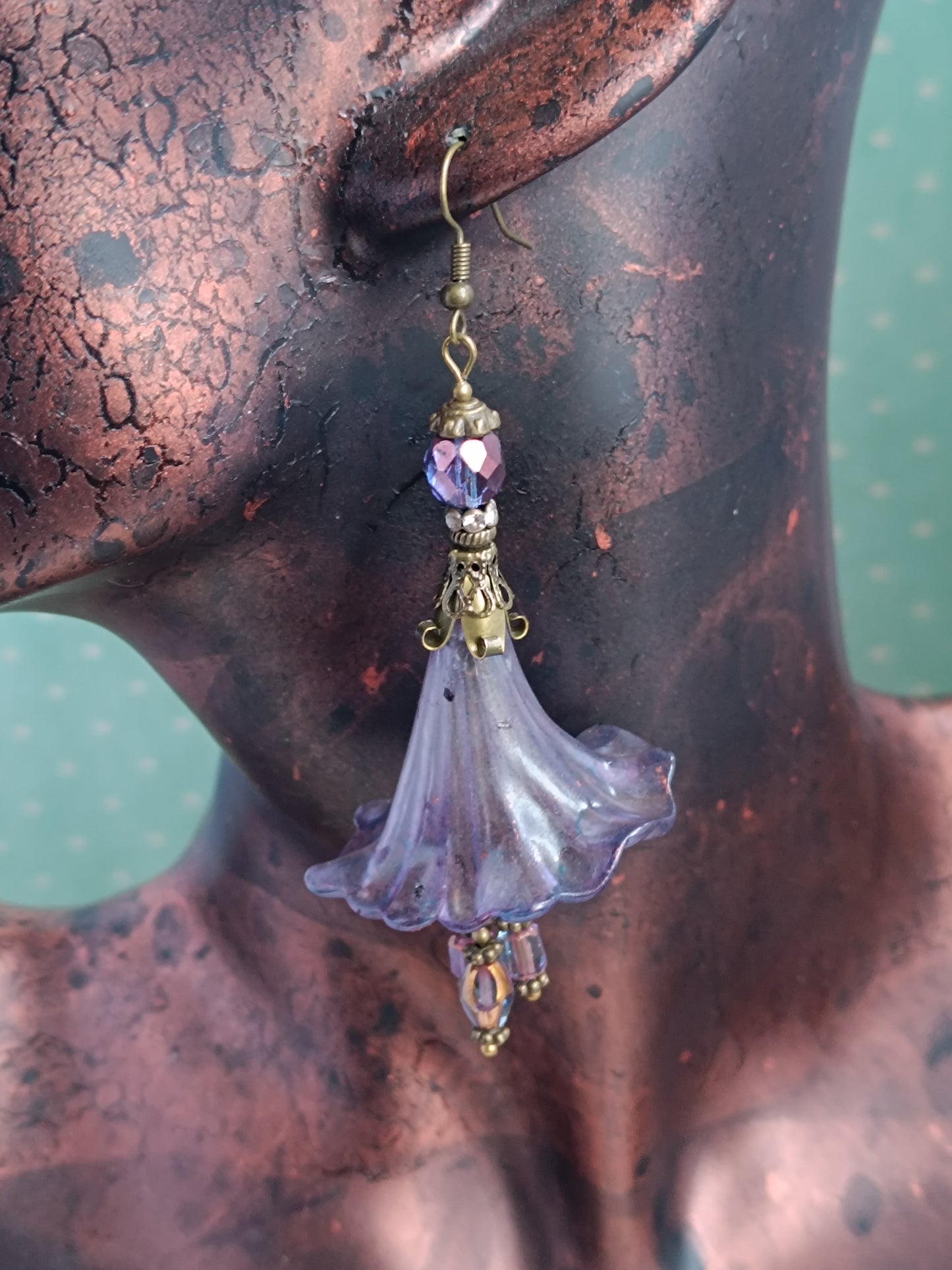 Boucles d'oreilles grandes fleurs féeriques