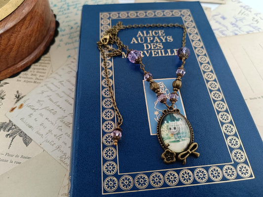 Collier Cabochon Alice Le Chat du Cheshire