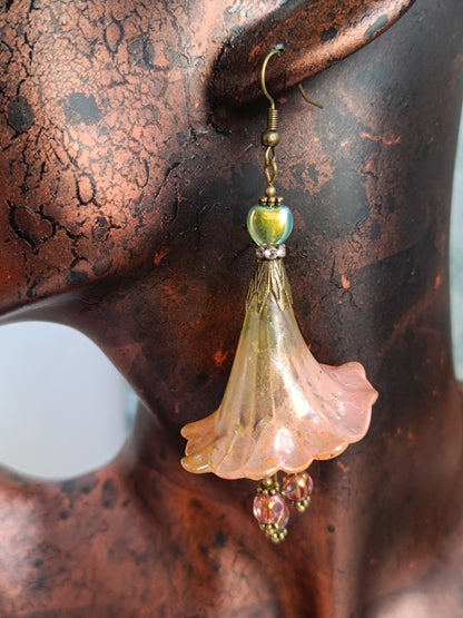 Boucles d'Oreilles Fleurs Lucite XXL - Perles Verre Tchèque