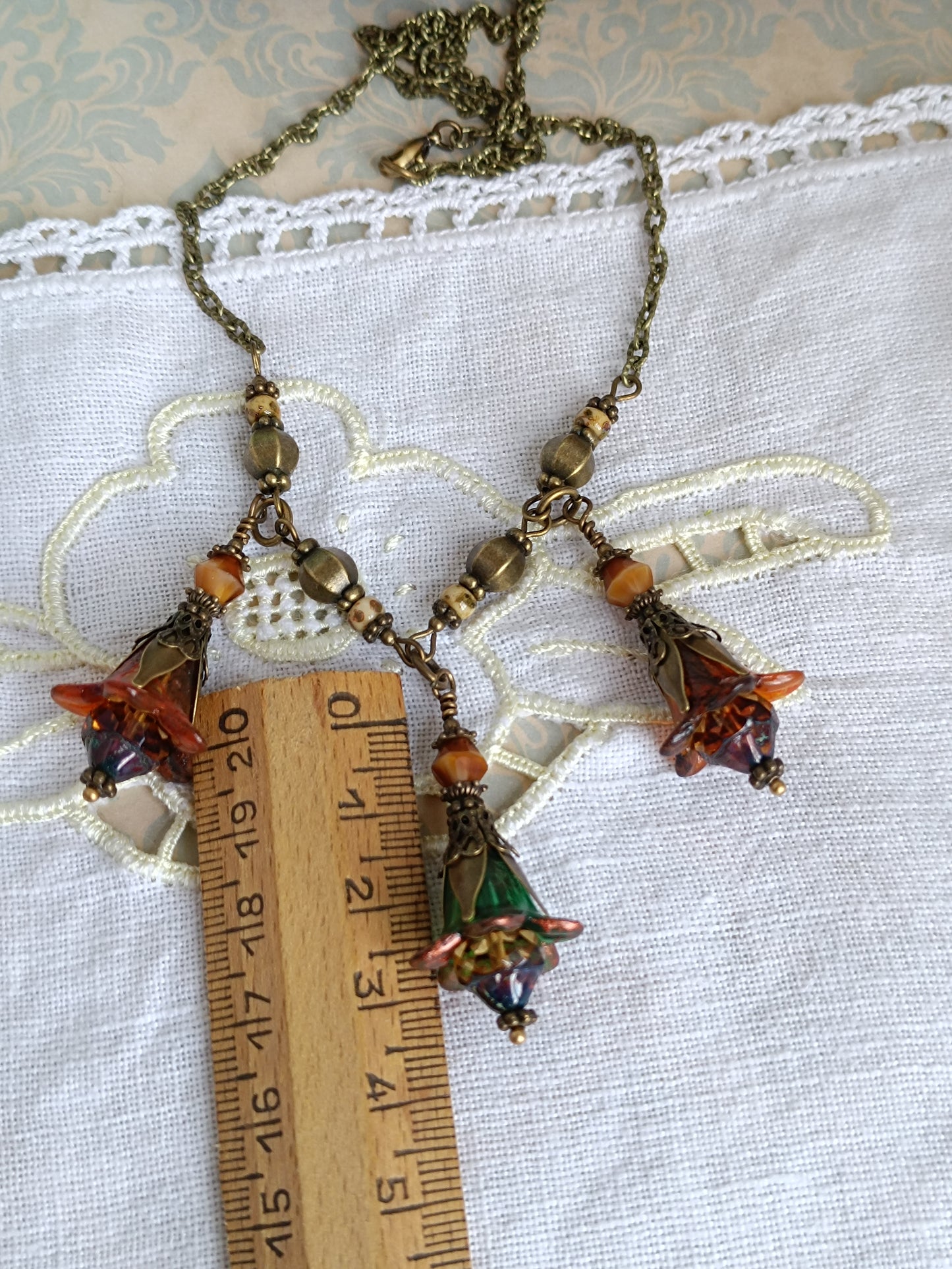 Collier Enchantement d'Automne - Fleurs Féeriques Bronze et Perles Tchèques