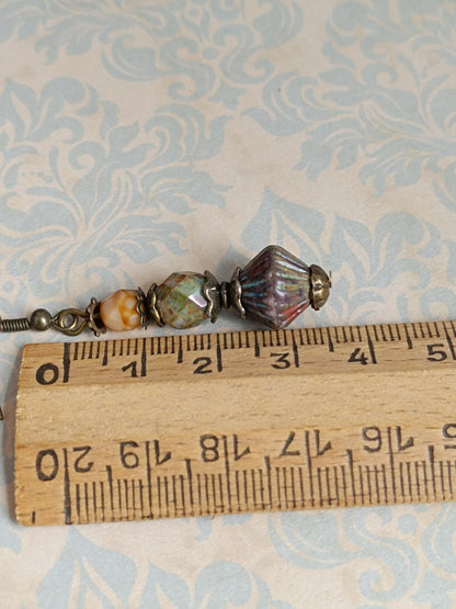 Boucles d'oreilles bohème perles de verre tchèque Picasso - Création artisanale unique