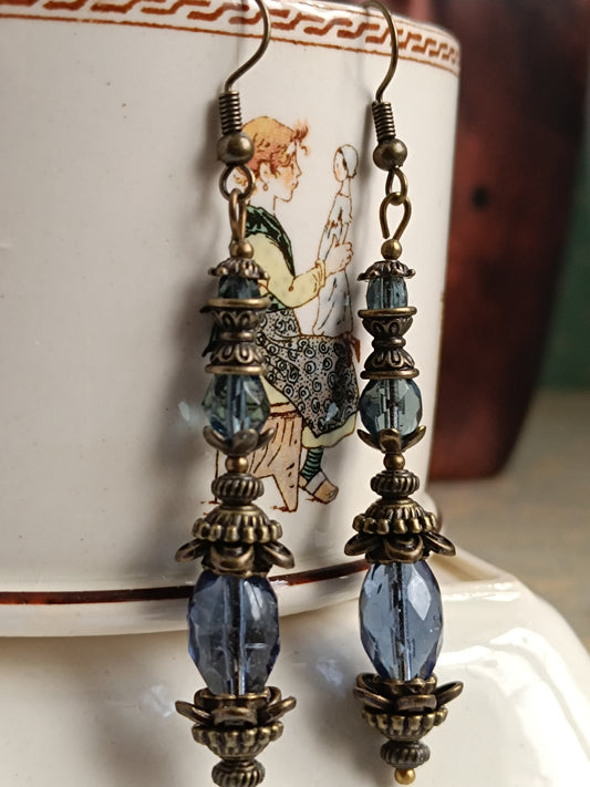 Boucles d'oreilles Montana Précieuse - Perles Verre Tchèque Bronze