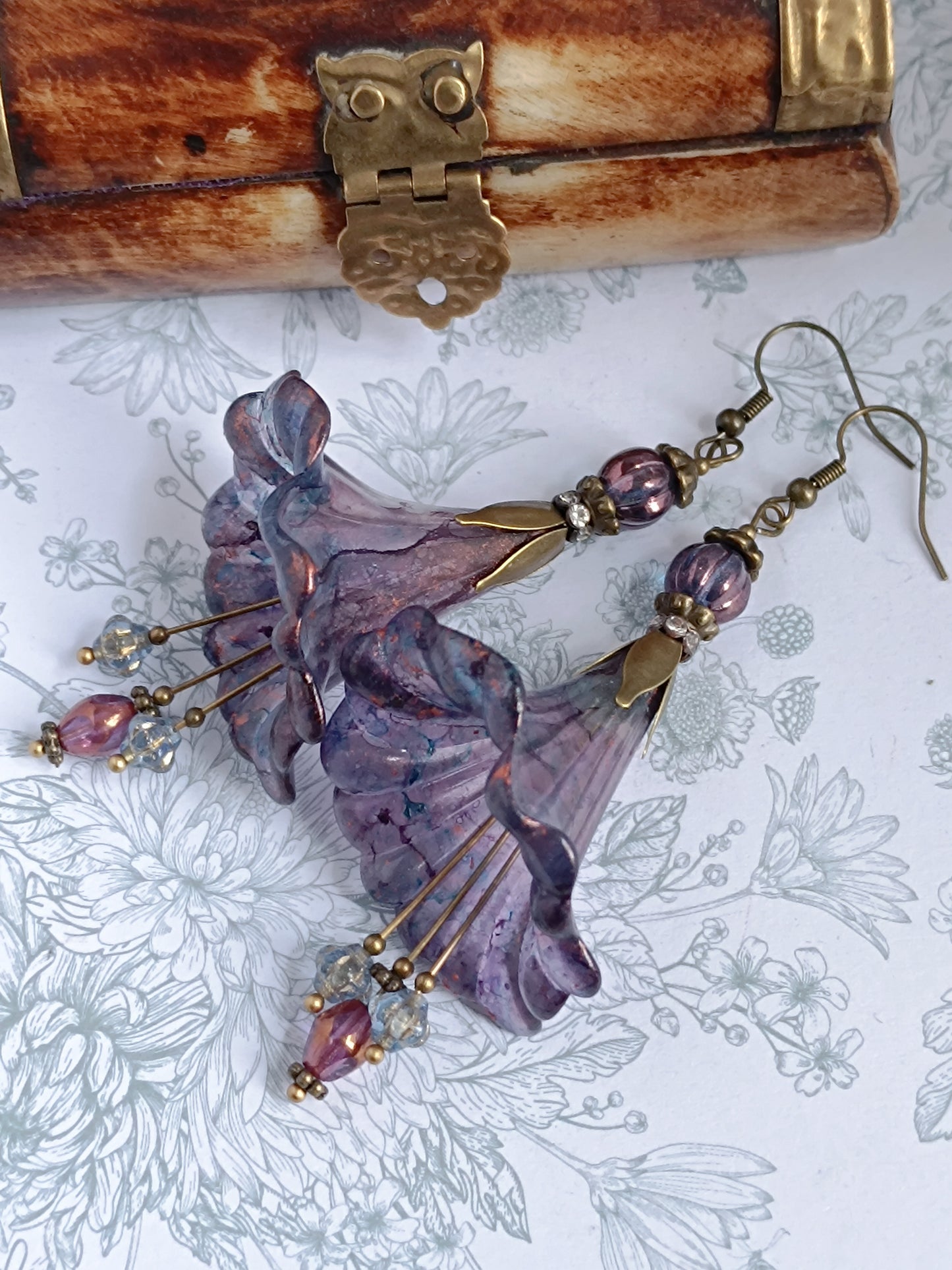 Boucles d'Oreilles Fleur Trompette mélancolique printanière xxl