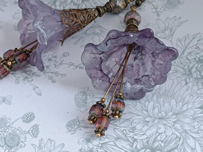 Boucles d'Oreilles Fleurs Lucite XXL - Perles Verre Tchèque