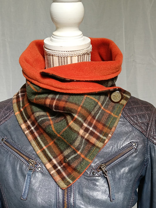 Tour de cou tartan écossais vintage polaire de laine - Modèle exceptionnel