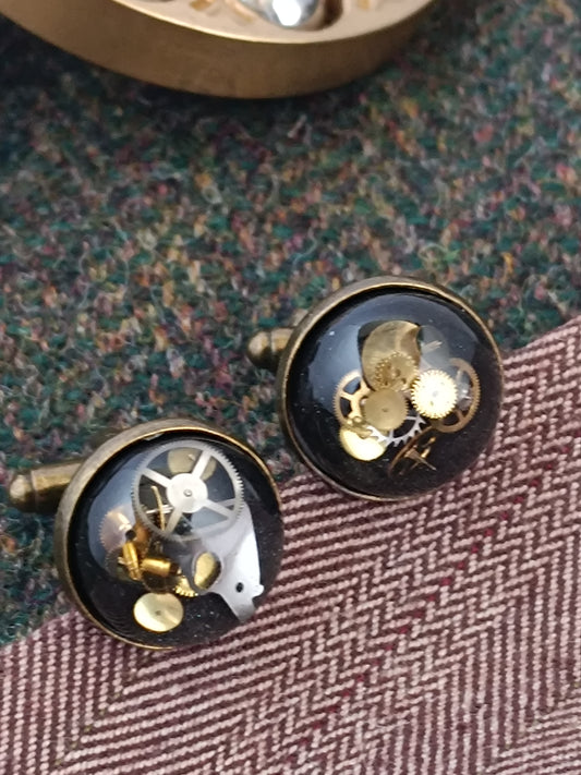 Boutons de manchette steampunk noirs