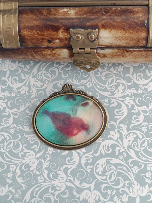 Broche cabochon verre bouche, original style cabinet de curiosités victorien