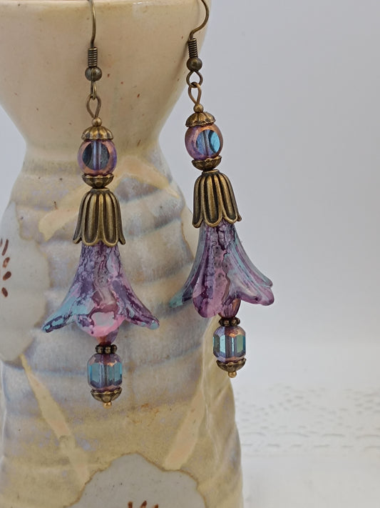 Boucles d'oreilles fleurs de jacinthe bronze