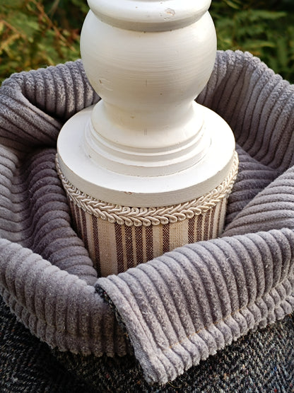 Cache col Tweed Velours - Bouton Vintage Argenté