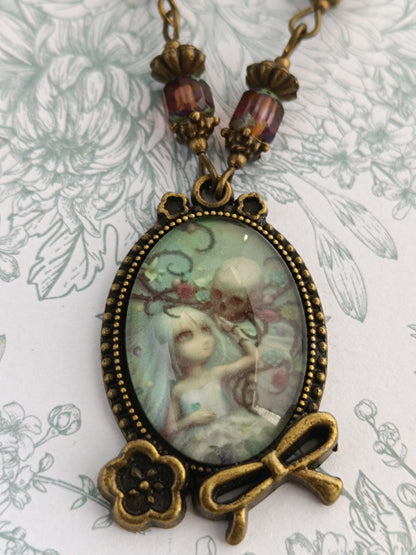 Collier Vanité Pastel - Cabochon Verre Gothique