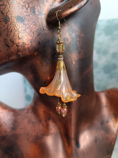 Boucles d'Oreilles Fleurs Lucite XXL - Perles Verre Tchèque