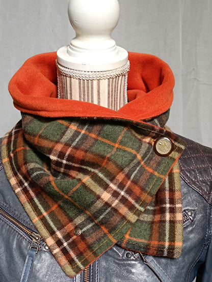 Tour de cou tartan écossais vintage polaire de laine - Modèle exceptionnel