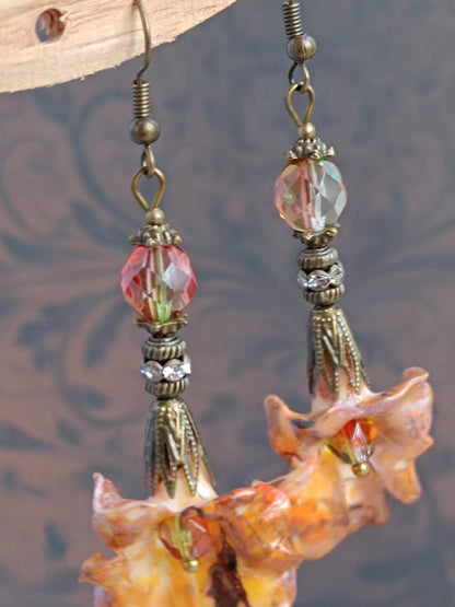 Boucles d'oreilles pendantes - Fleurs tropicales feeriques