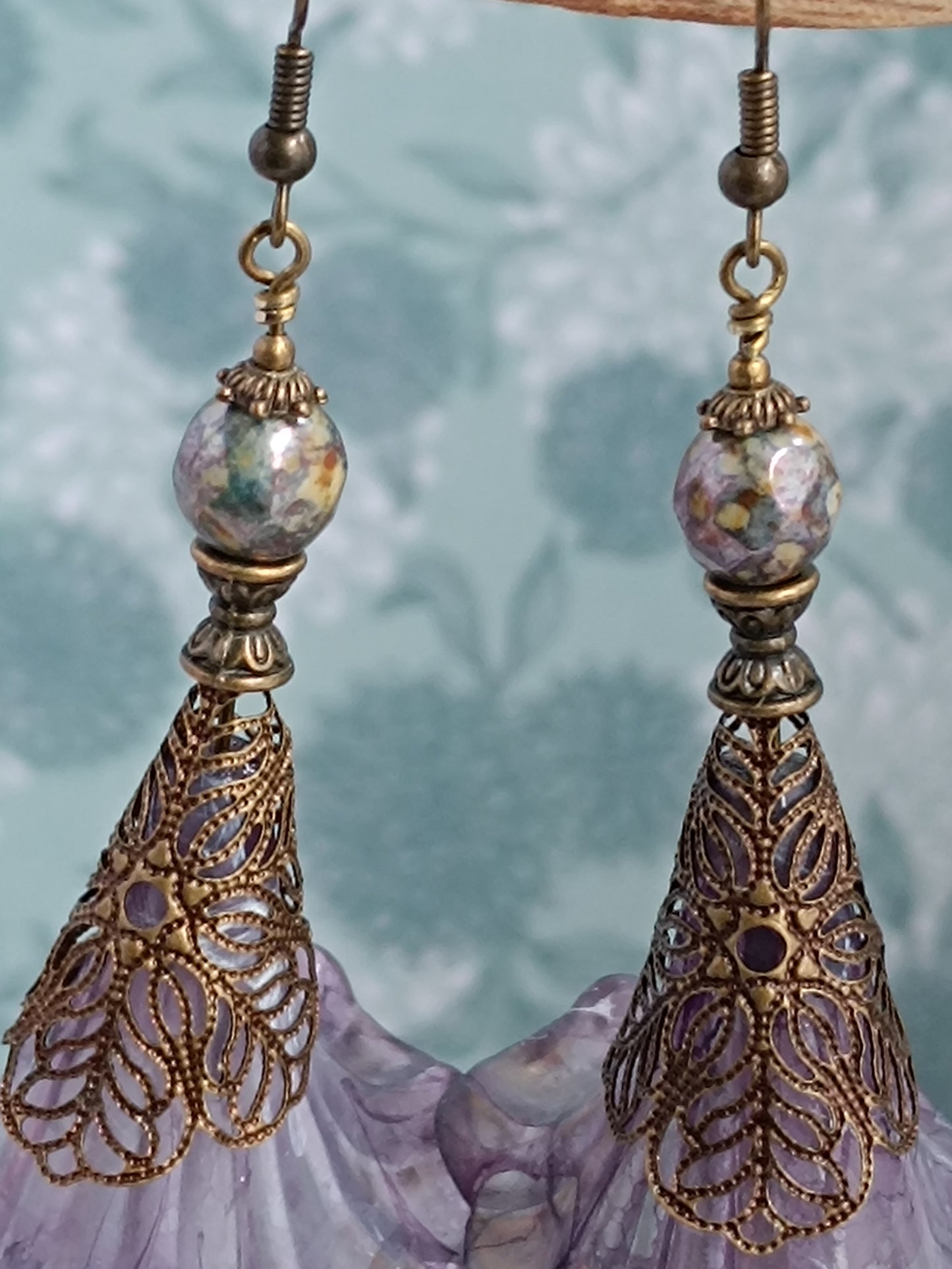 Boucles d'Oreilles Fleurs Lucite XXL - Perles Verre Tchèque