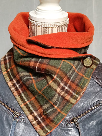 Tour de cou tartan écossais vintage polaire de laine - Modèle exceptionnel