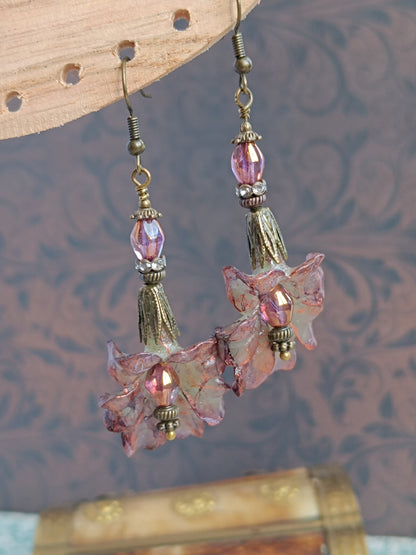 Boucles d'oreilles pendantes - Fleurs tropicales feeriques