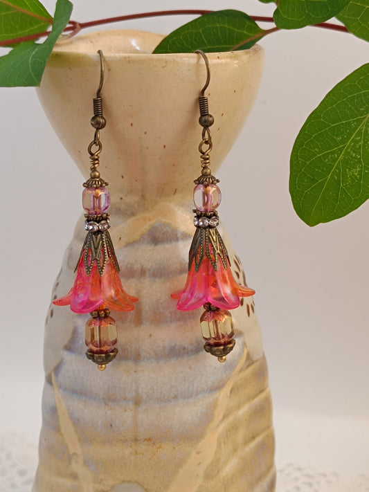 Boucles d'oreilles fleurs de Capucines bronze