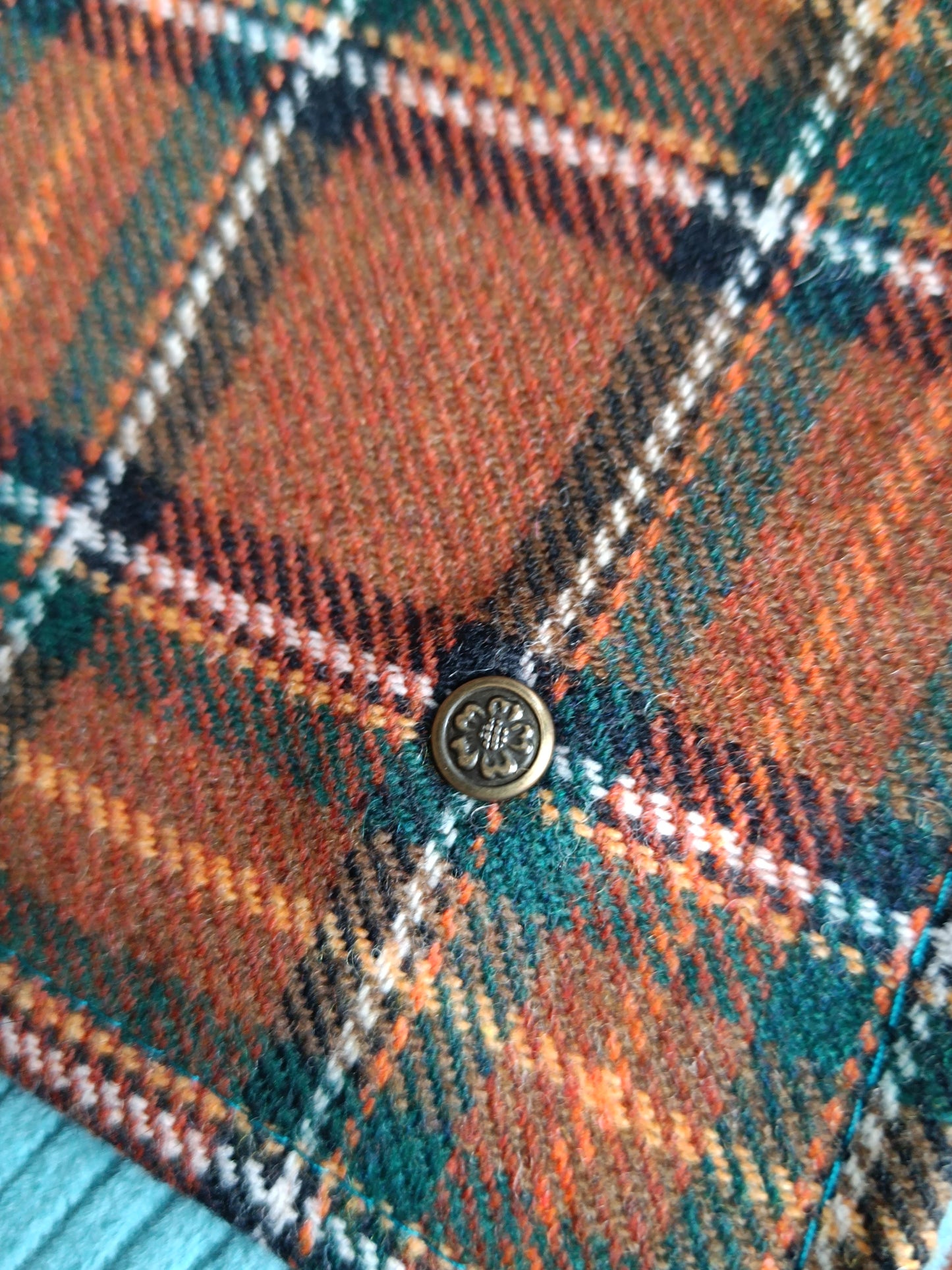 Tour de cou tartan écossais lainage marron doublé velours bleu